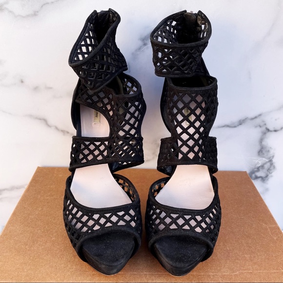 Miu Miu women’s Forma black suede caged cutout platform sandals size IT 39.5 - Picture 5 of 17